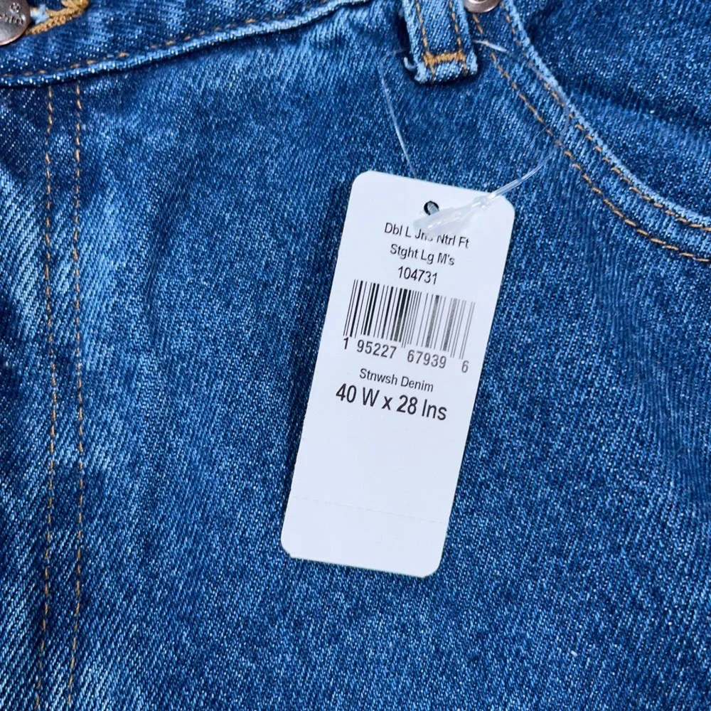 NWT LL Bean Natural Fit Jeans Mens 40x28 Straight Leg Stonewash Denim Blue Loose